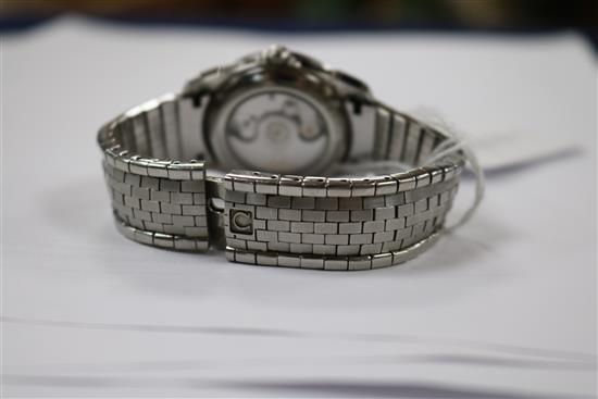 A ladys 2007/2008 stainless steel and diamond set Omega De Ville Co-Axial Chronometer wrist watch,